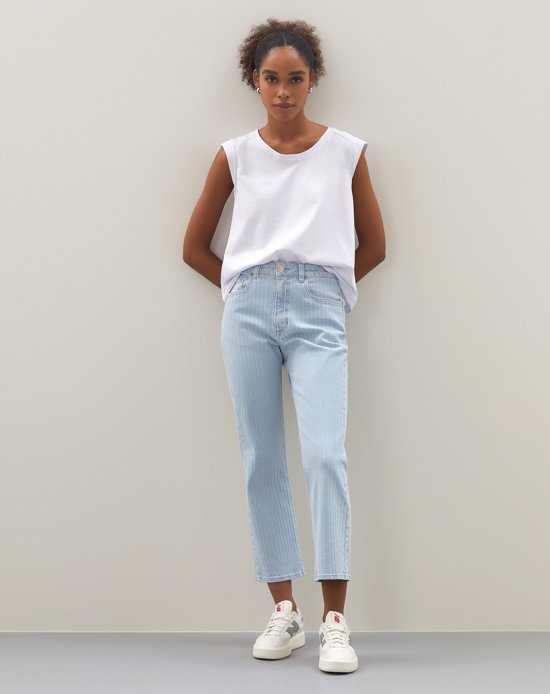 Calça Reta Cropped Jeans - Azul Claro