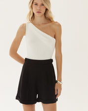 Shorts Alfaiataria com Barra Dobrada - Preto