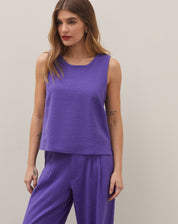 Regata Decote Redondo de Tweed - Roxo