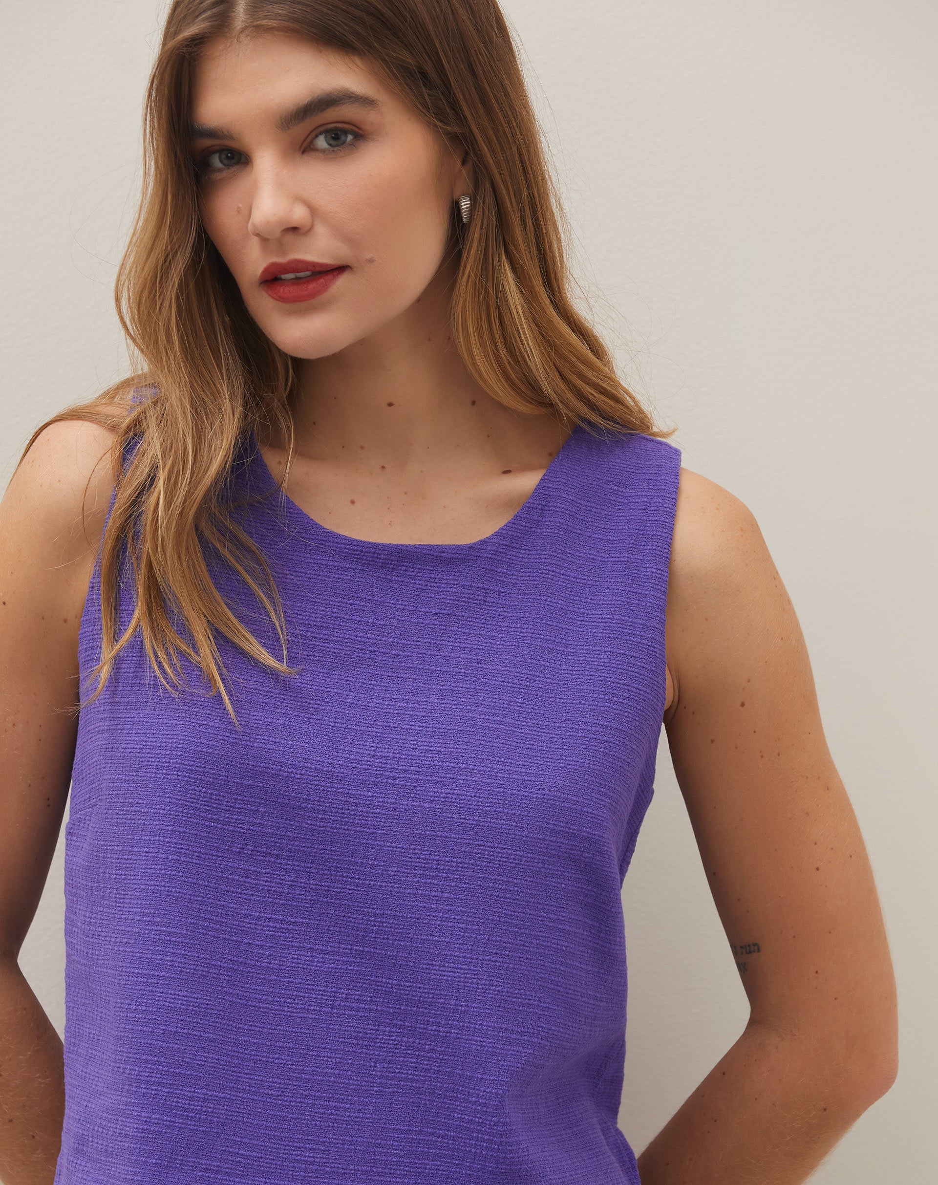 Regata Decote Redondo de Tweed - Roxo