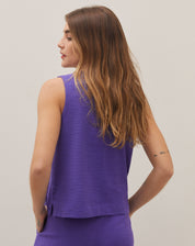 Regata Decote Redondo de Tweed - Roxo