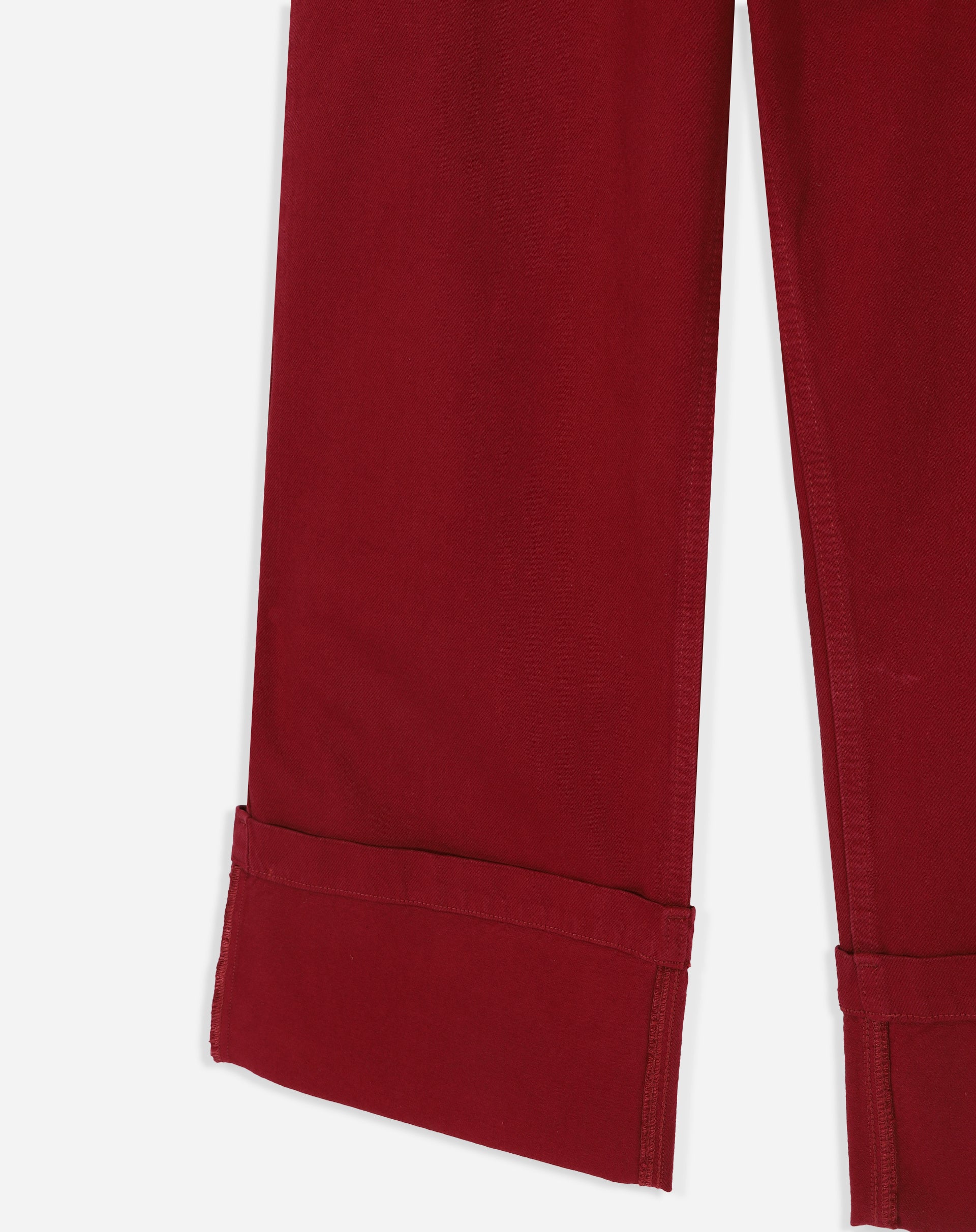 Calça Cropped com Barra Virada Sarja - Vinho