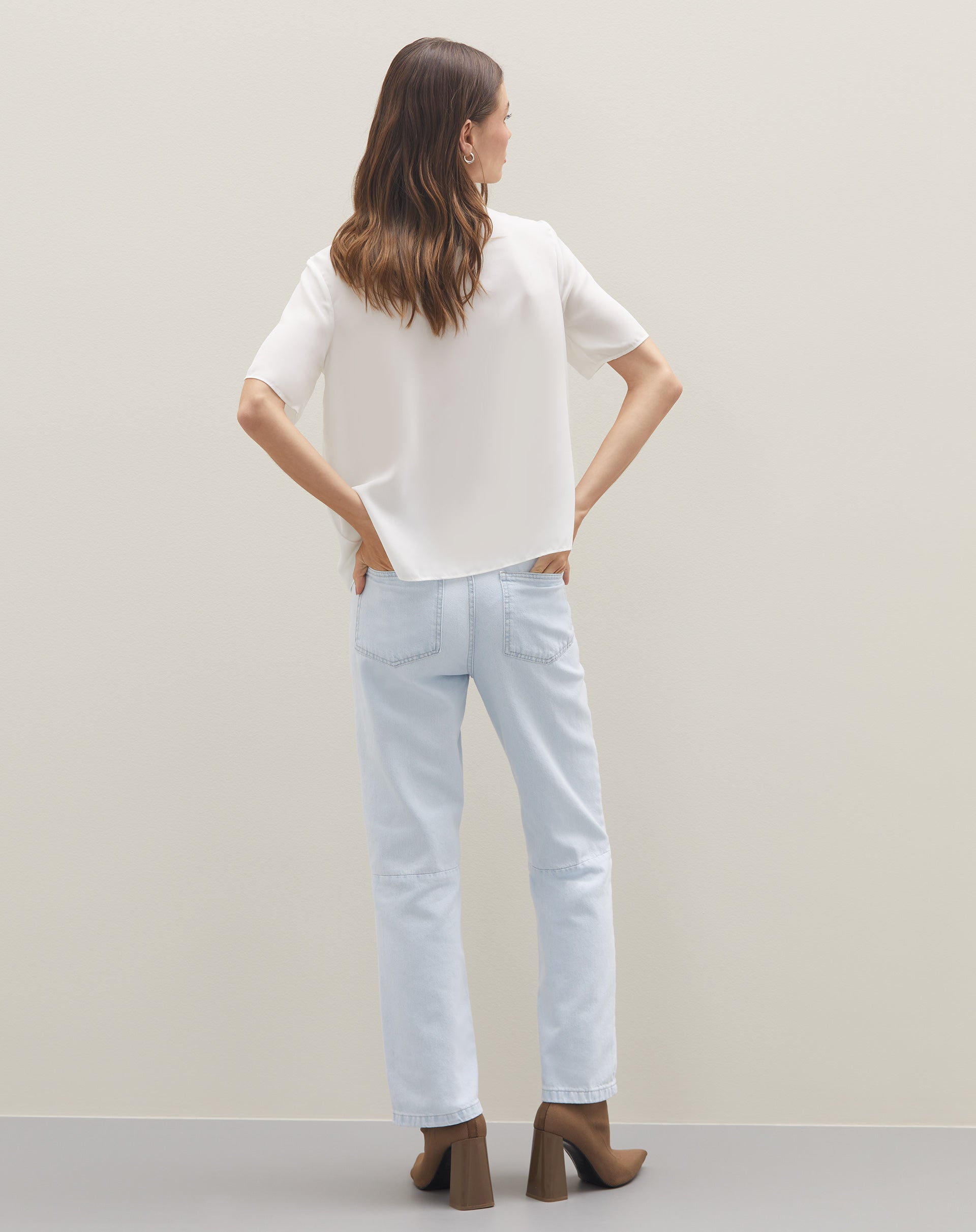 Calça Reta Cropped Jeans - Azul Claro