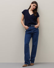 Calça Reta Jeans - Azul Médio