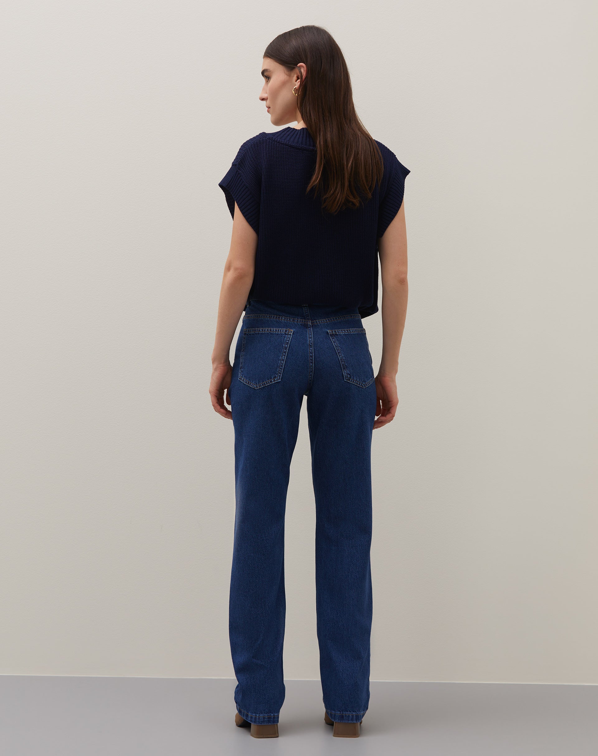 Calça Reta Jeans - Azul Médio