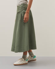 Saia Midi com Pala Alfaiataria - Verde Militar