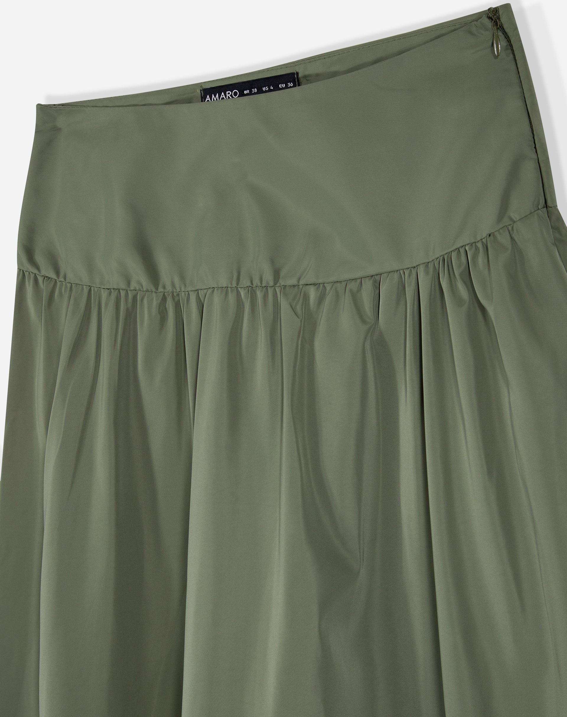 Saia Midi com Pala Alfaiataria - Verde Militar