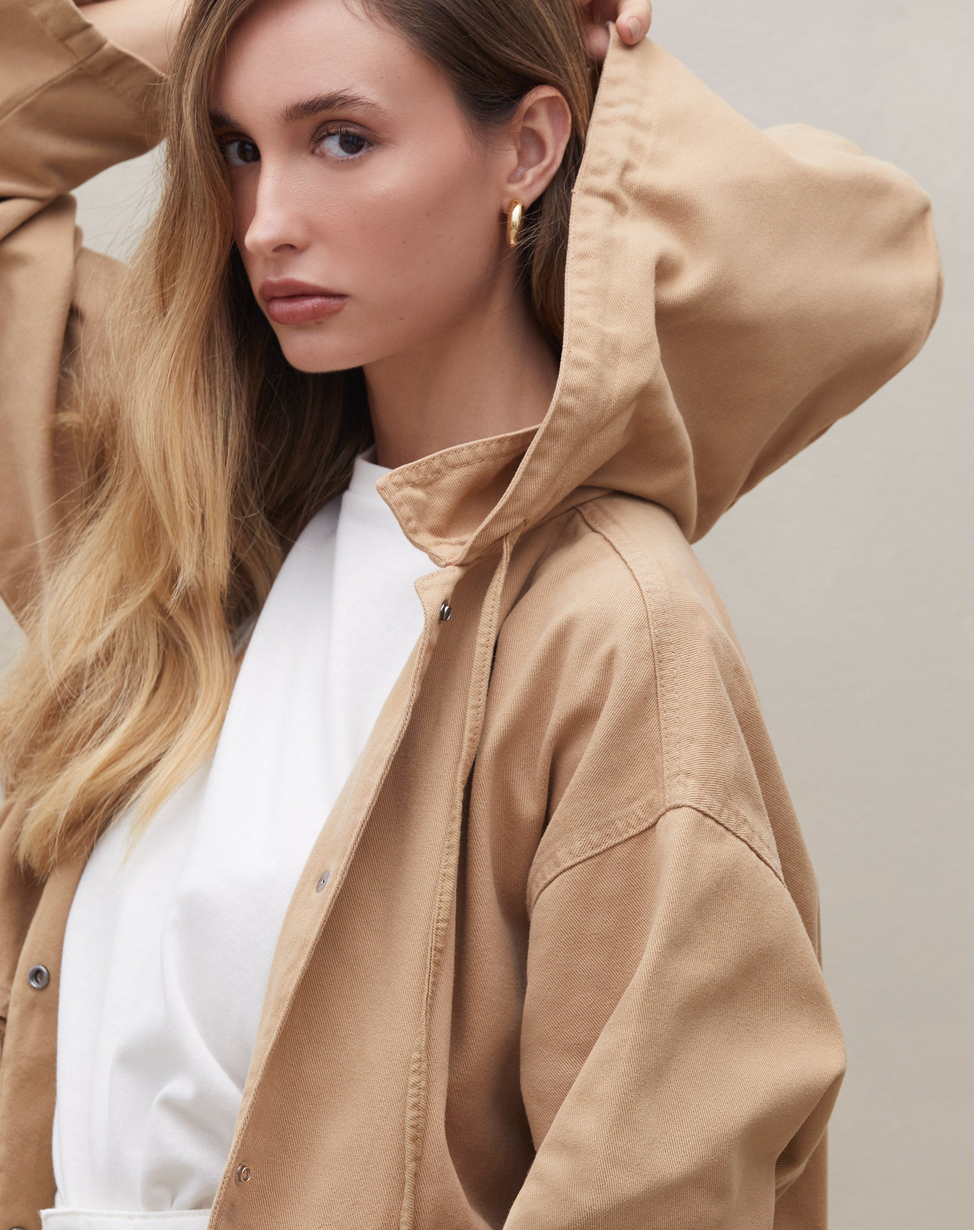 Parka Oversized de Sarja - Bege