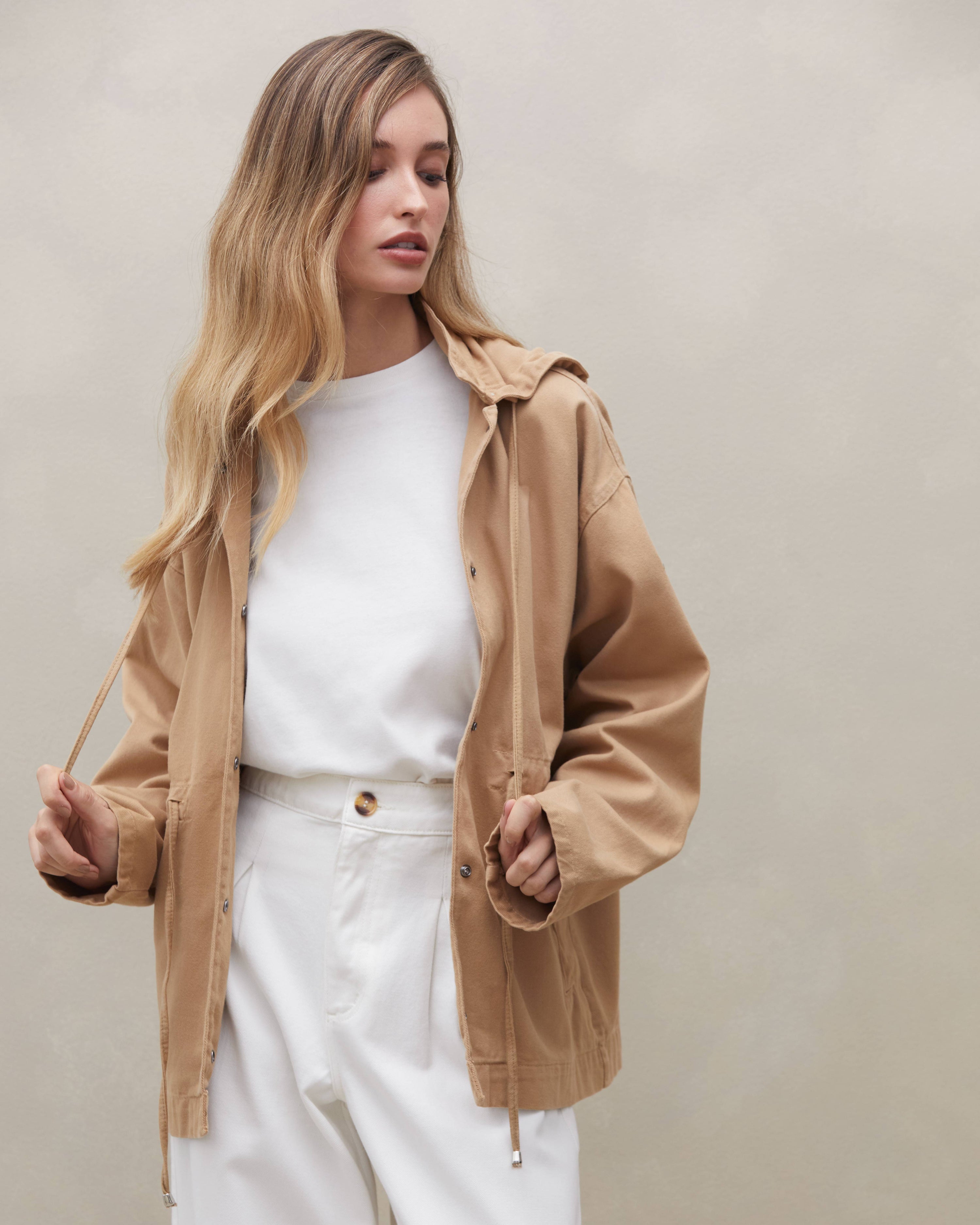 Parka Oversized de Sarja - Bege