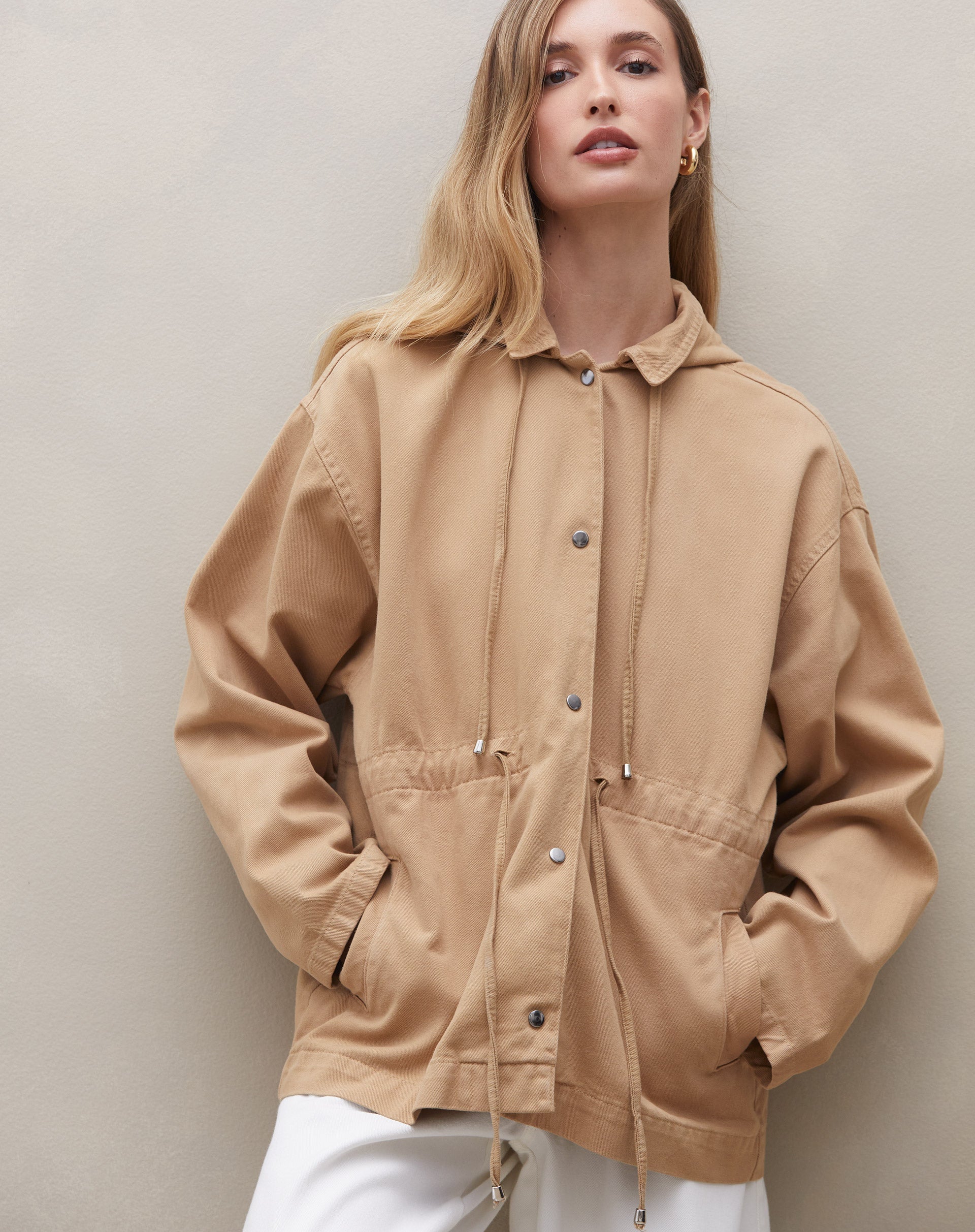 Parka Oversized de Sarja - Bege