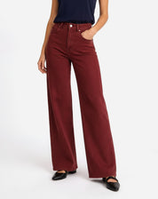 Calça Wide Leg Sarja - Vinho