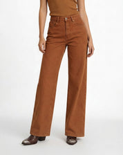 Calça Wide Leg de Sarja - Ocre