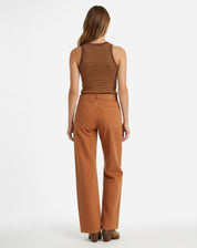 Calça Wide Leg de Sarja - Ocre