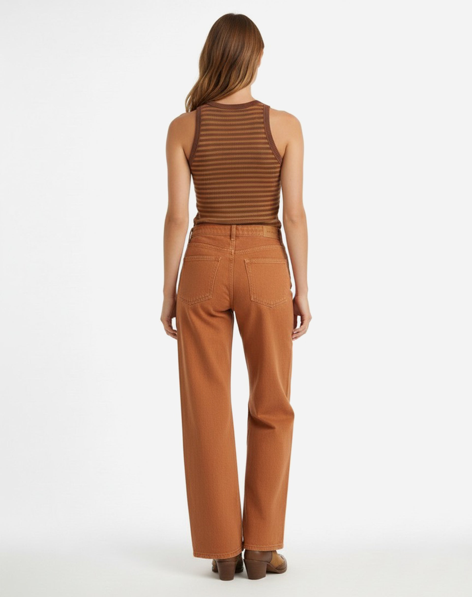Calça Wide Leg de Sarja - Ocre