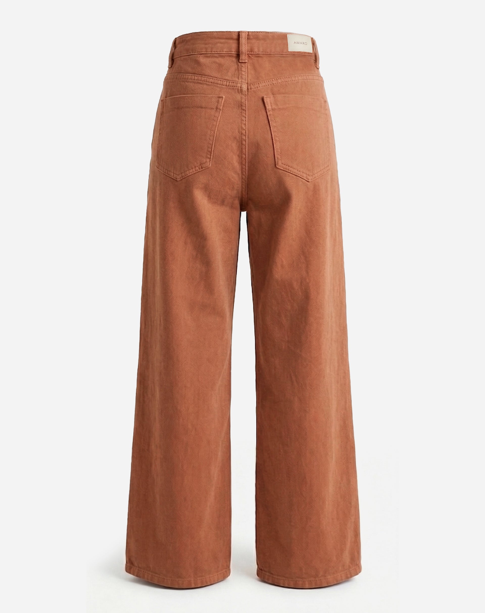 Calça Wide Leg de Sarja - Ocre