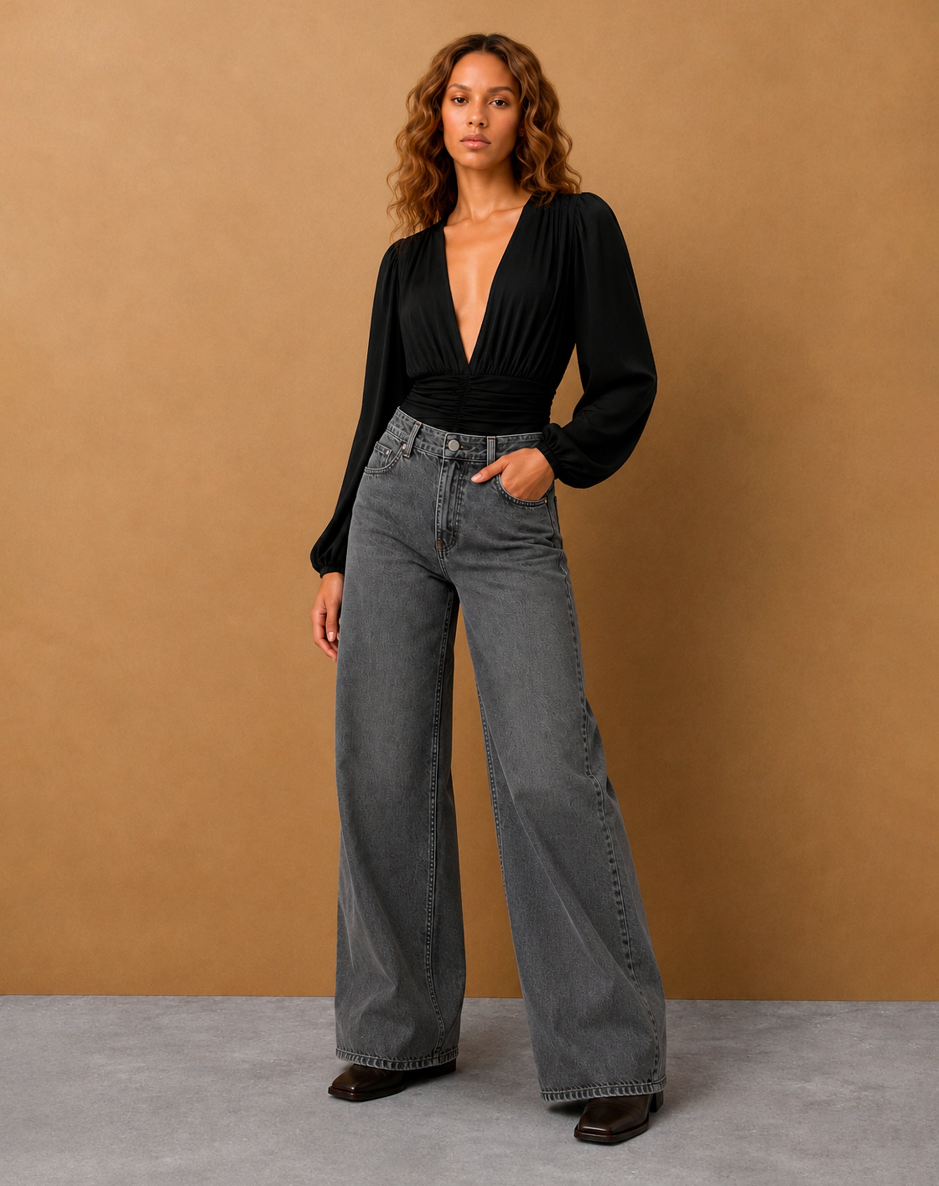 Calça Wideleg Jeans - Cinza - 36 – AMARO