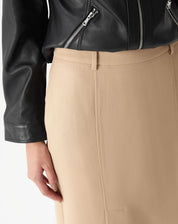 Saia Midi com Fendas Alfaiataria - Bege