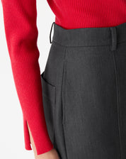 Saia Midi com Fendas Alfaiataria - Cinza