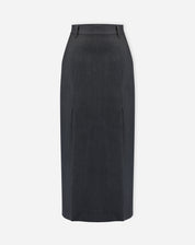 Saia Midi com Fendas Alfaiataria - Cinza