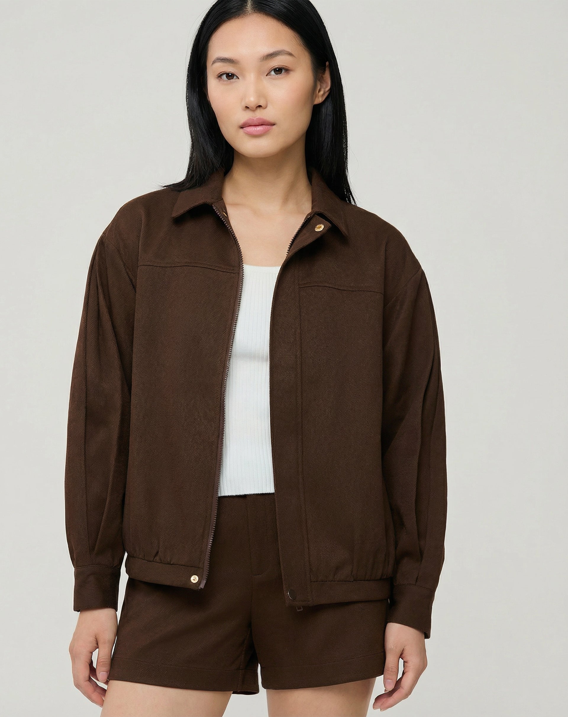 CASACO COM PUNHO LARGO - MARROM