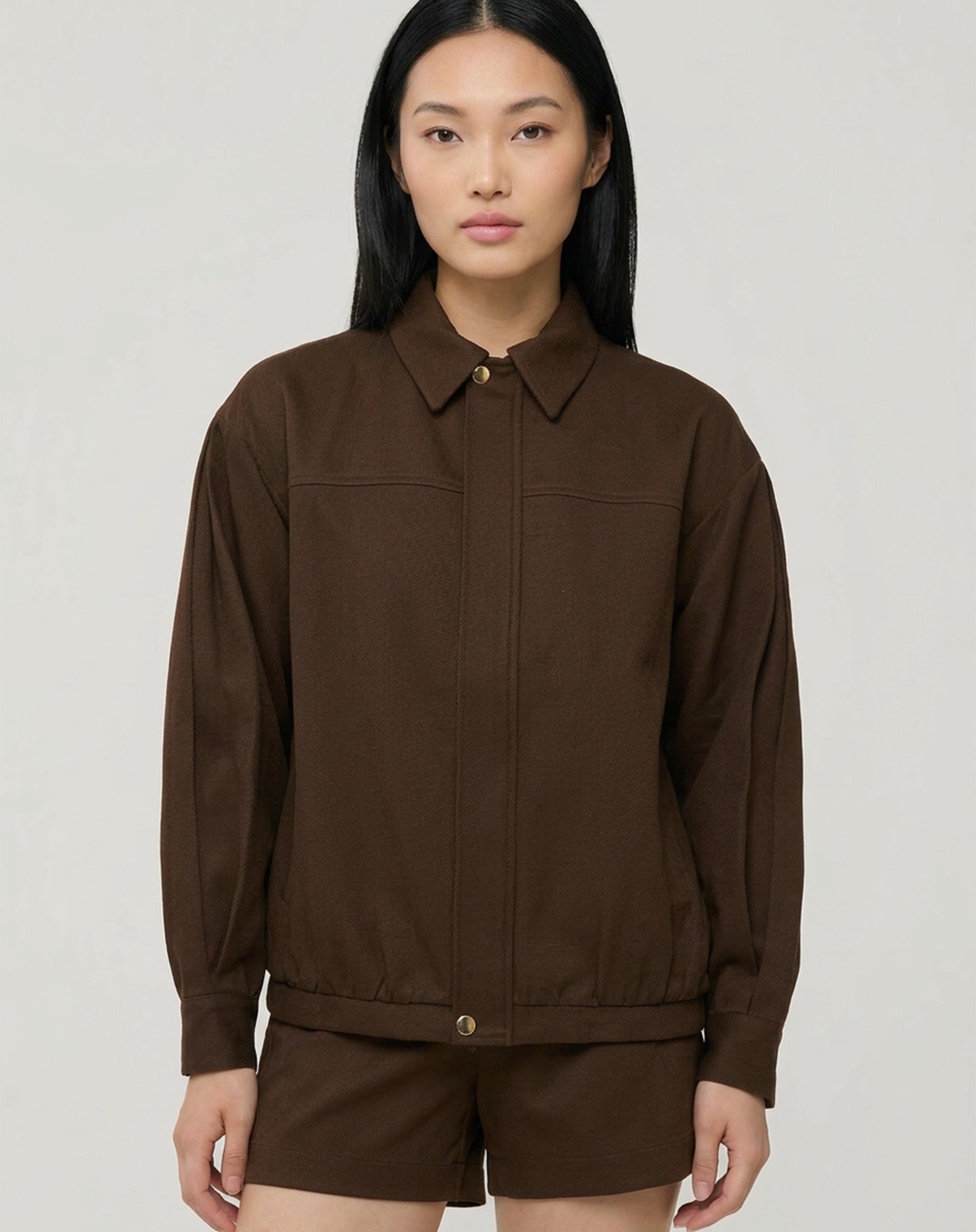 CASACO COM PUNHO LARGO - MARROM