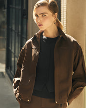 CASACO COM PUNHO LARGO - MARROM