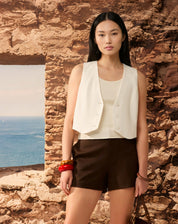 SHORTS CINTURA MÉDIA - MARROM