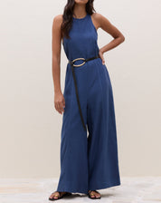 Macacão Decote Halter Neck Alfaiataria - Azul