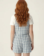 SHORTS FRENTE TRANSPASSADA DE ALFAIATARIA - AZUL