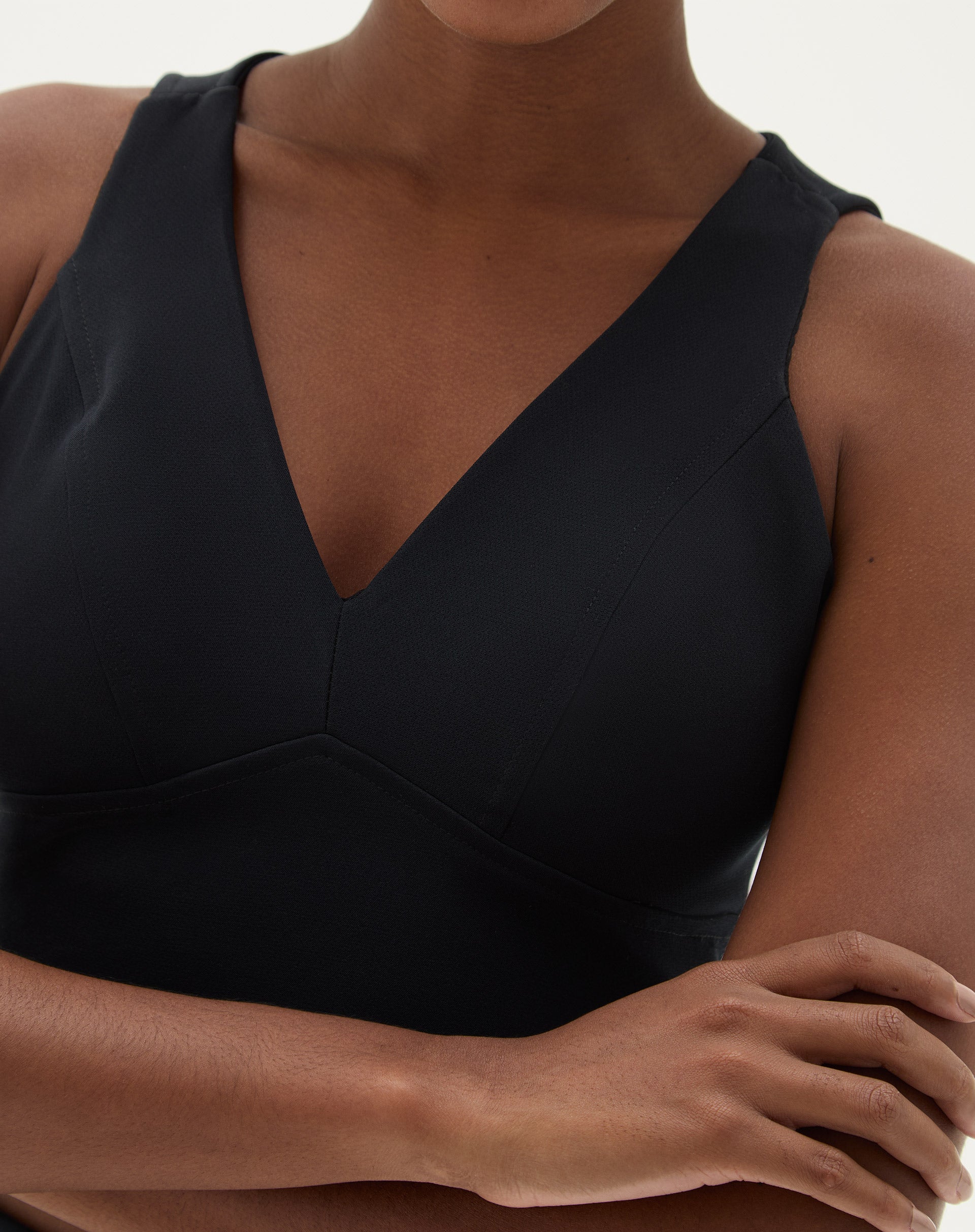 Blusa Decote V com Alças Alfaiataria - Preto