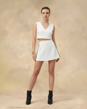 BLUSA DECOTE V ALFAIATARIA - BEGE