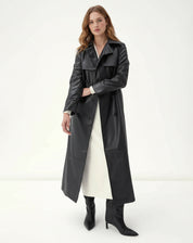 TRENCH COAT COM CINTO PU - PRETO