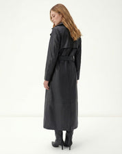 TRENCH COAT COM CINTO PU - PRETO