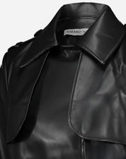 TRENCH COAT COM CINTO PU - PRETO