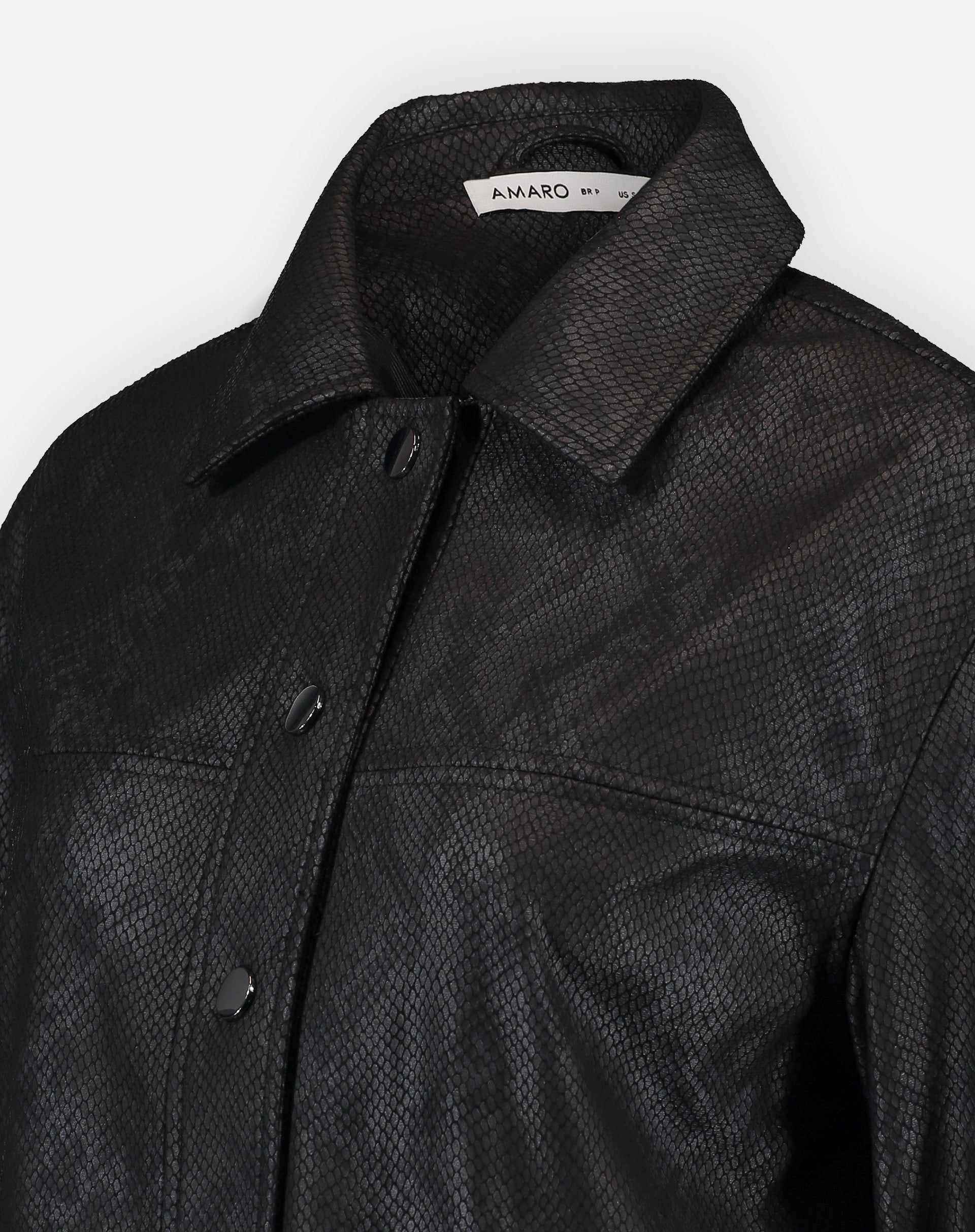 Jaqueta Quadrada Cobra Pu - Preto