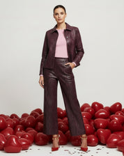 JAQUETA QUADRADA COBRA PU - VINHO