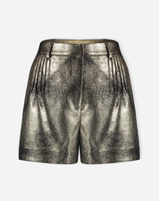 Shorts com Pregas Metalizado - Dourado