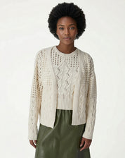 Cardigan Tricot Ponto Diferenciado - Bege