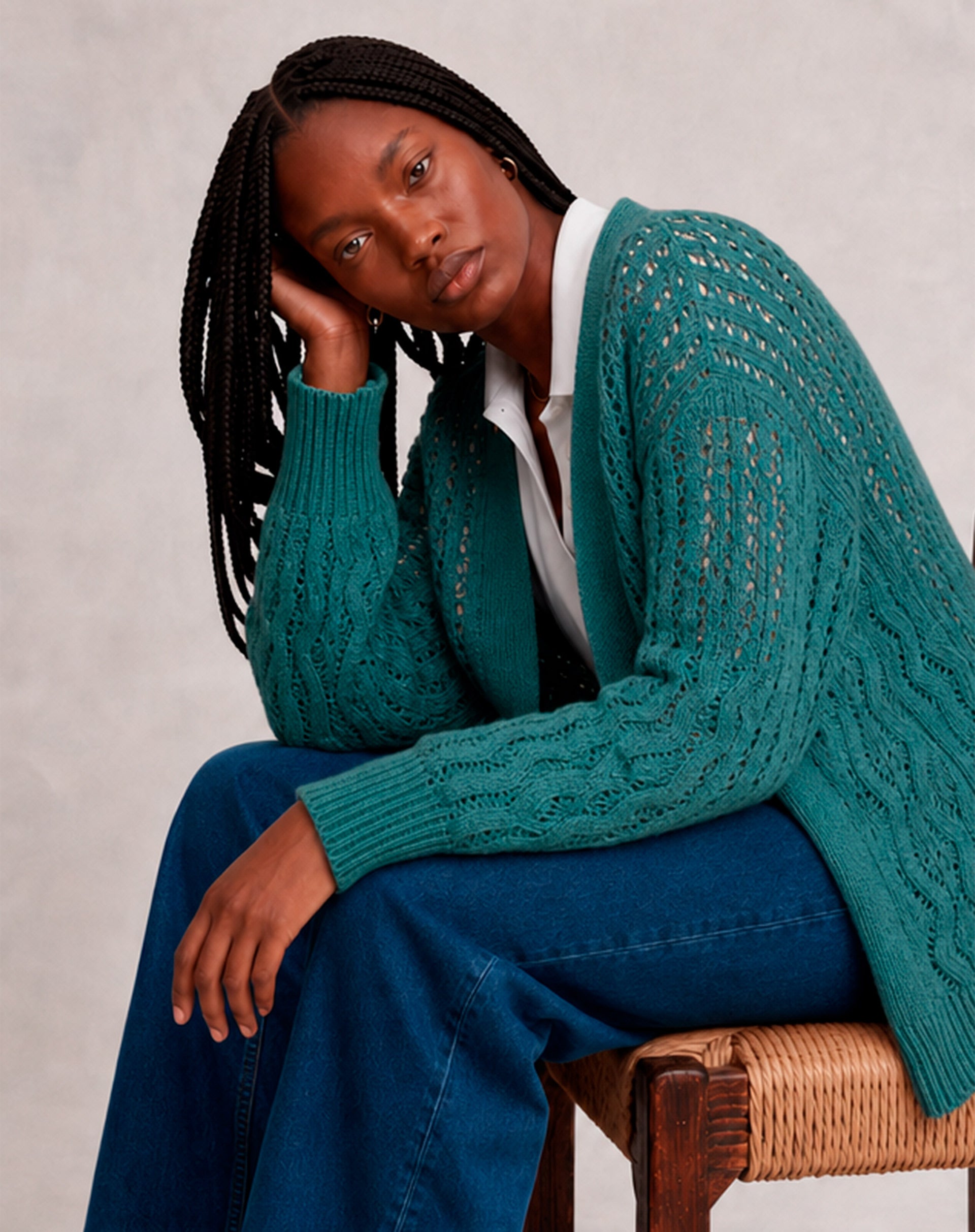 Cardigan Tricot Ponto Diferenciado - Verde