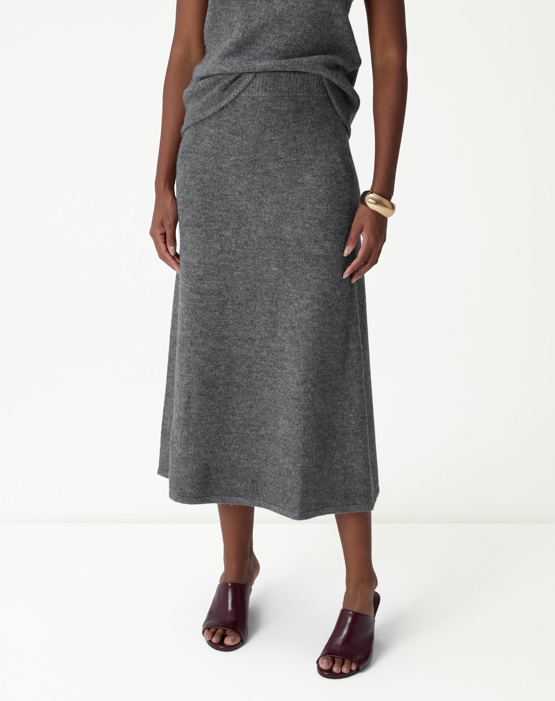 Saia Longa Tricot - Chumbo