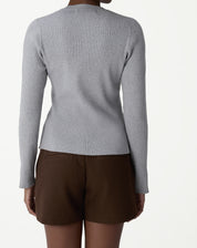 SUÉTER TRICOT GOLA CARECA - CINZA MESCLA