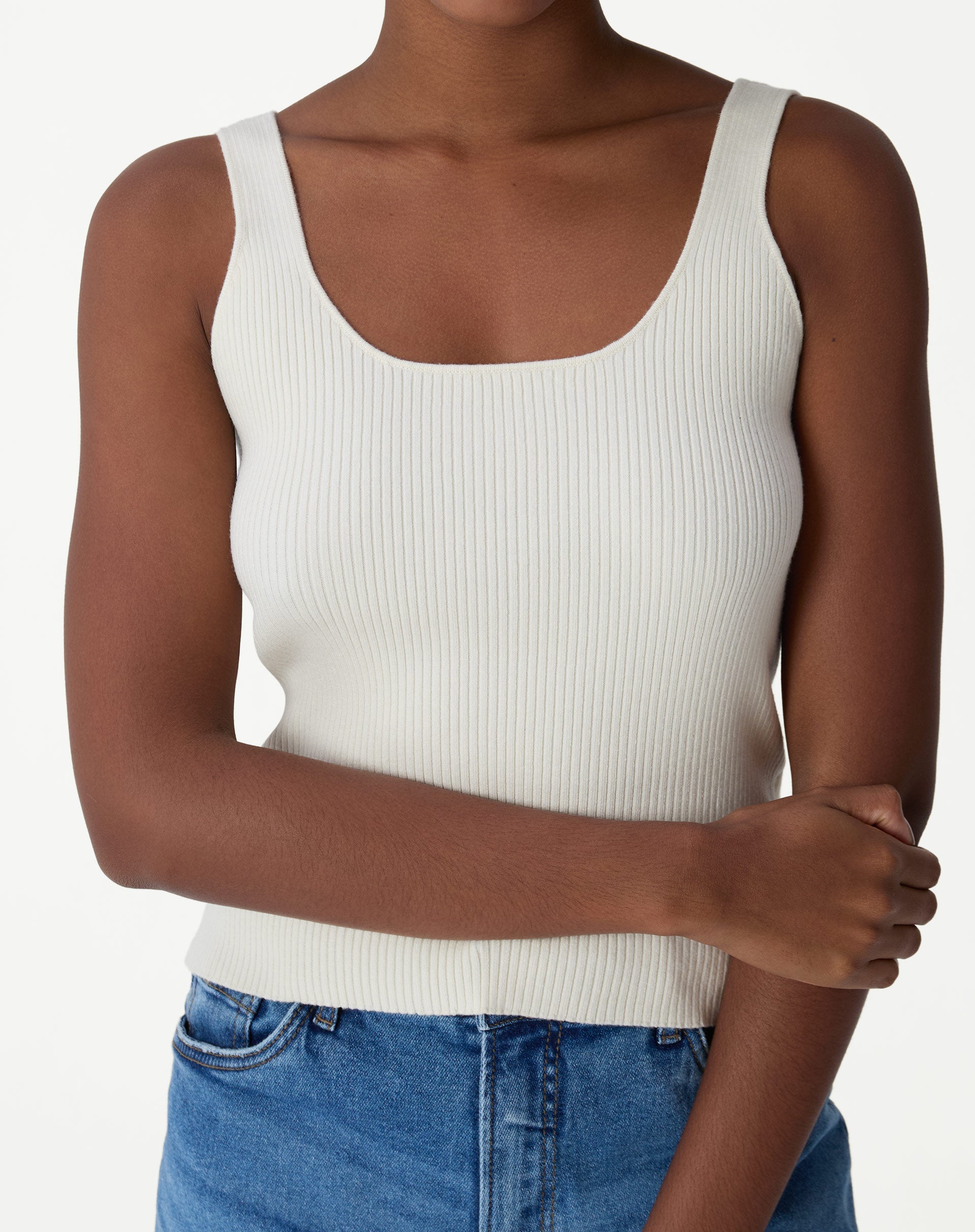 Regata Básica Tricot Decote U - Off-white