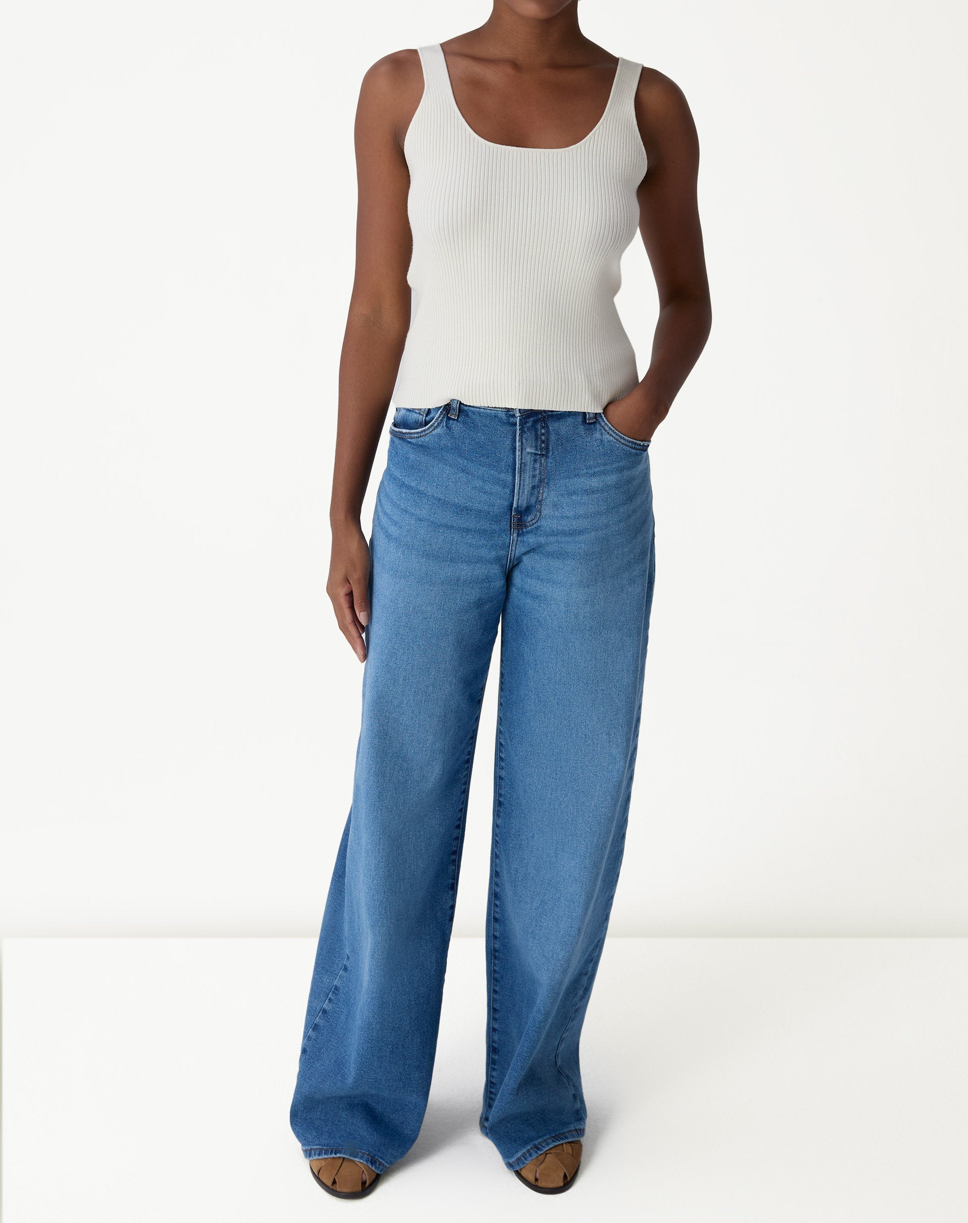 Regata Básica Tricot Decote U - Off-white