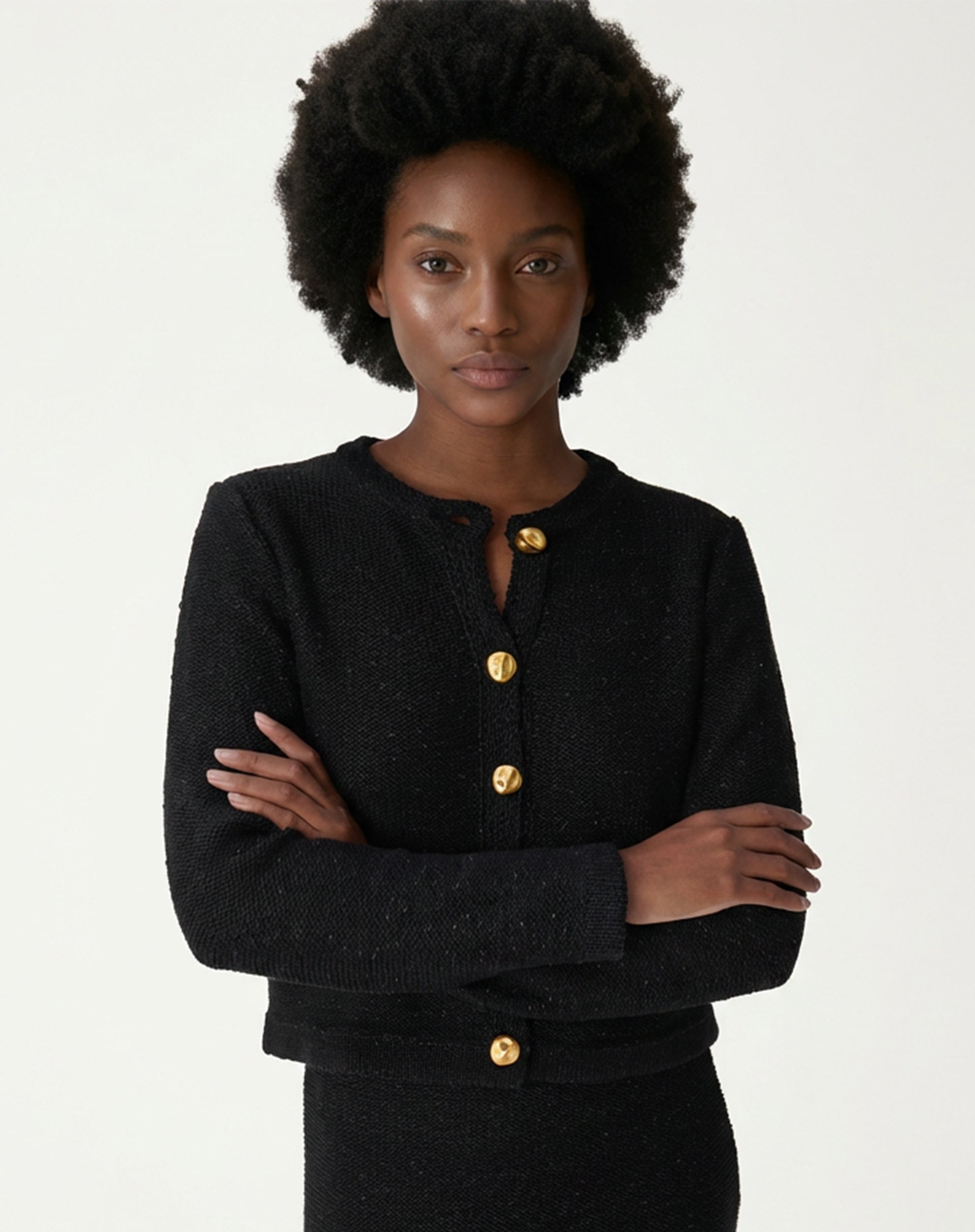 Cardigan Tricot Com Botões - Preto