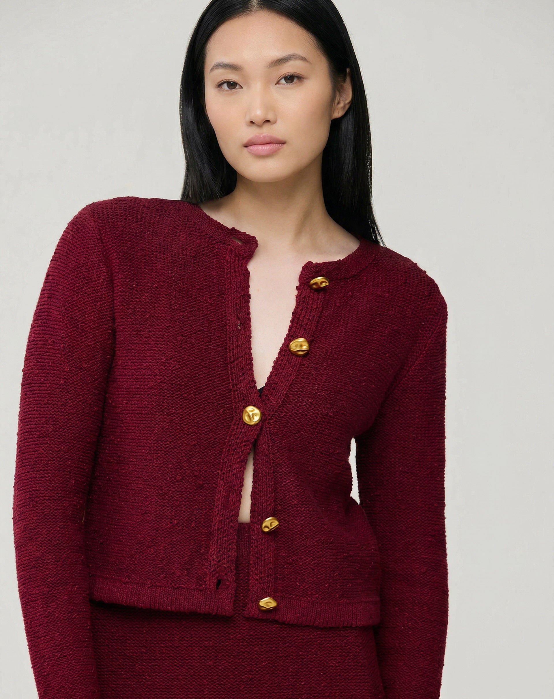 CARDIGAN TRICOT COM BOTÕES - VERMELHO