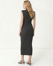 Vestido Midi Tricot Rib - Cinza Mescla Escuro