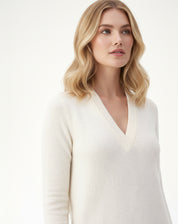 Vestido Mídi Tricot Manga Longa - Off White