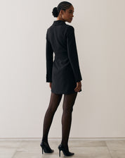 Vestido Curto Blazer com Abertura na Cintura - Preto
