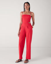 Macacão Corset de Linho - Vermelho