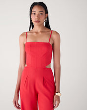 Macacão Corset de Linho - Vermelho